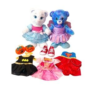 Build A Bear Bundle 2 Bears + 4 Outfits Shoes Halloween Disney DC - Bin 3